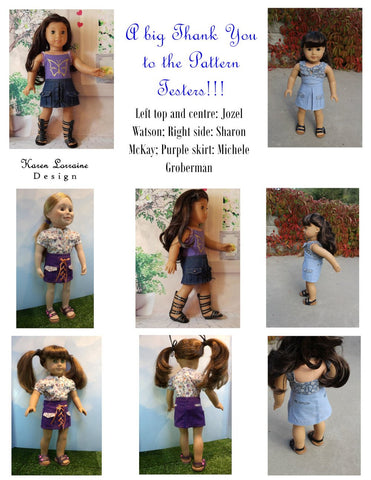 Karen Lorraine Design 18 Inch Modern Utility Skirt 18" Doll Clothes Pattern Pixie Faire