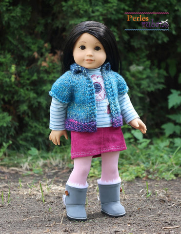 Perles & Rubans Knitting Vest for Chilly Days 18" Doll Clothes Knitting Pattern Pixie Faire