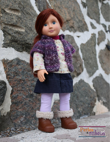 Perles & Rubans Knitting Vest for Chilly Days 18" Doll Clothes Knitting Pattern Pixie Faire