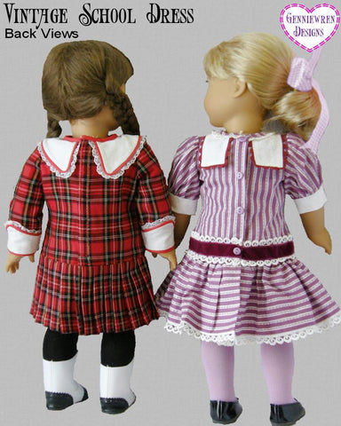 Genniewren 18 Inch Historical Vintage School Dress 18" Doll Clothes Pattern Pixie Faire