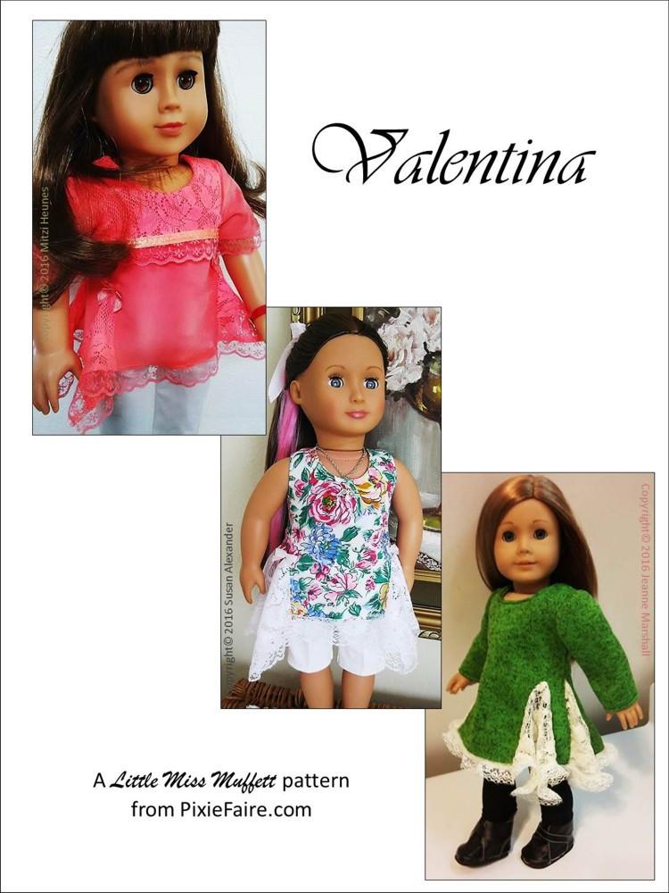 Little Miss Muffett 18 Inch Modern Valentina 18" Doll Clothes Pattern Pixie Faire