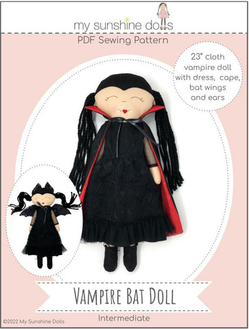 My Sunshine Dolls Cloth doll Vampire Bat Doll 23" Cloth Doll Pattern Pixie Faire