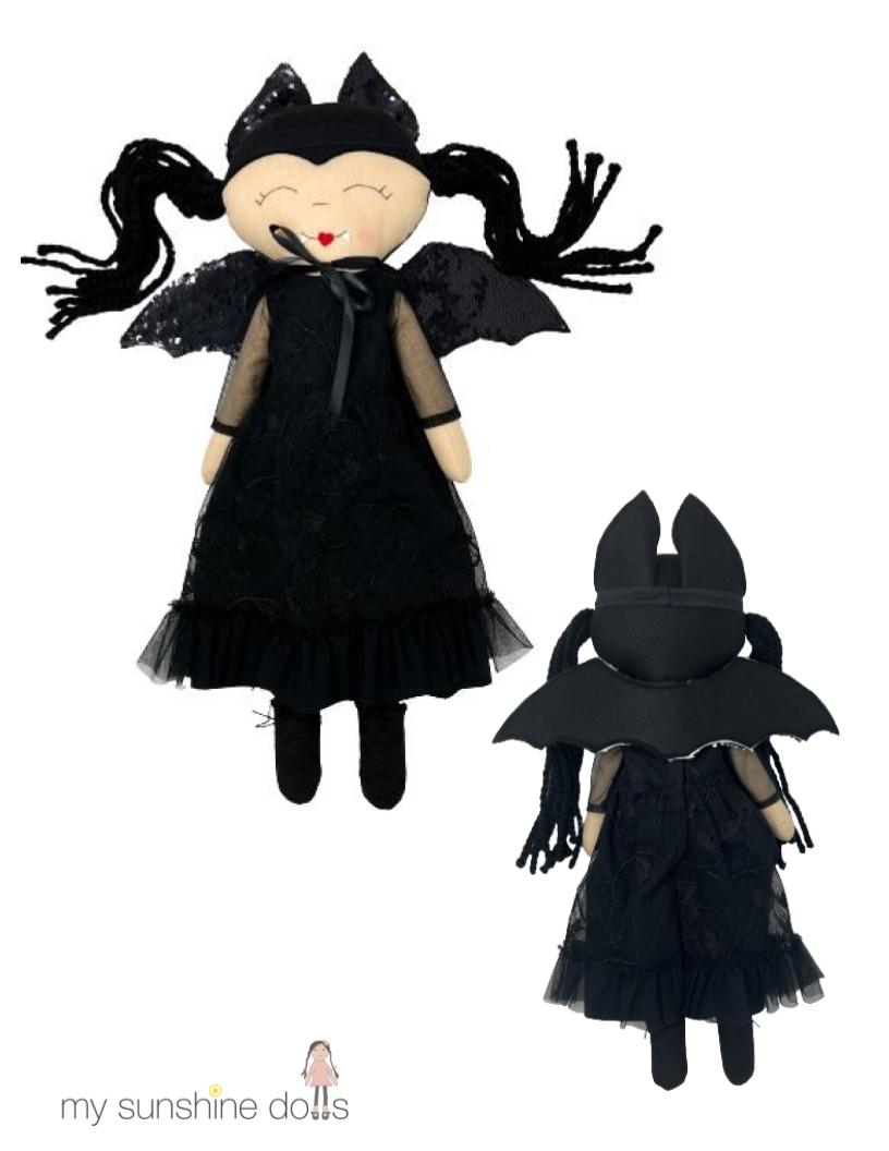 My Sunshine Dolls Cloth doll Vampire Bat Doll 23" Cloth Doll Pattern Pixie Faire
