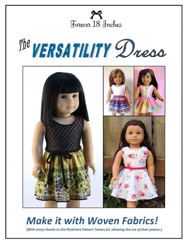 Forever 18 Inches 18 Inch Modern The Versatility Dress 18" Doll Clothes Pattern Pixie Faire