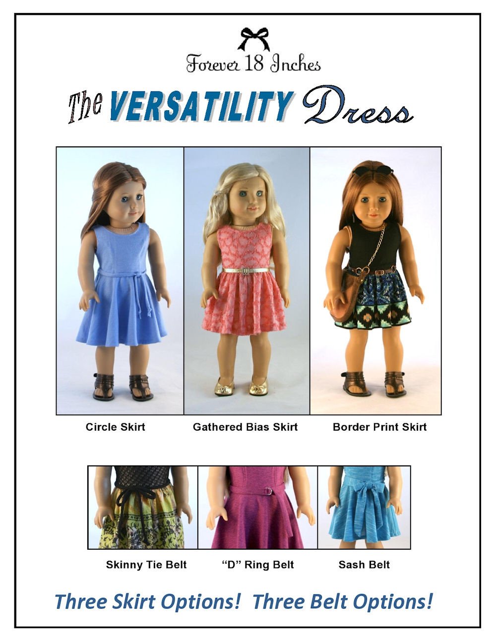 Forever 18 Inches 18 Inch Modern The Versatility Dress 18" Doll Clothes Pattern Pixie Faire