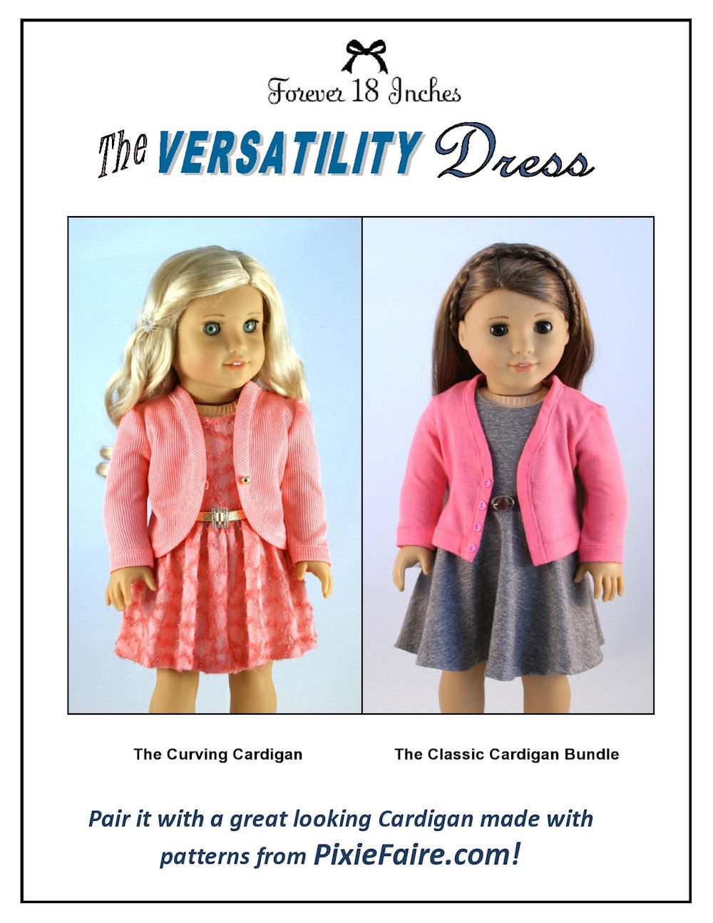 Forever 18 Inches 18 Inch Modern The Versatility Dress 18" Doll Clothes Pattern Pixie Faire