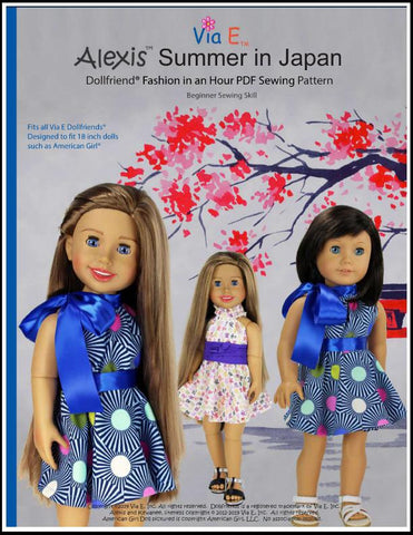 Via E 18 Inch Modern Summer In Japan Dress 18-19" Doll Clothes Pattern Pixie Faire