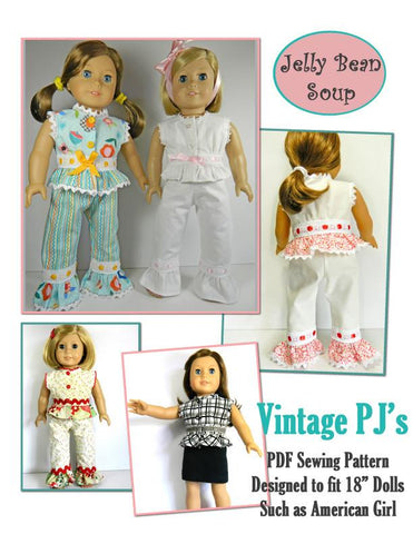 Jelly Bean Soup Designs 18 Inch Modern Vintage PJ's 18” Doll Clothes Pattern Pixie Faire