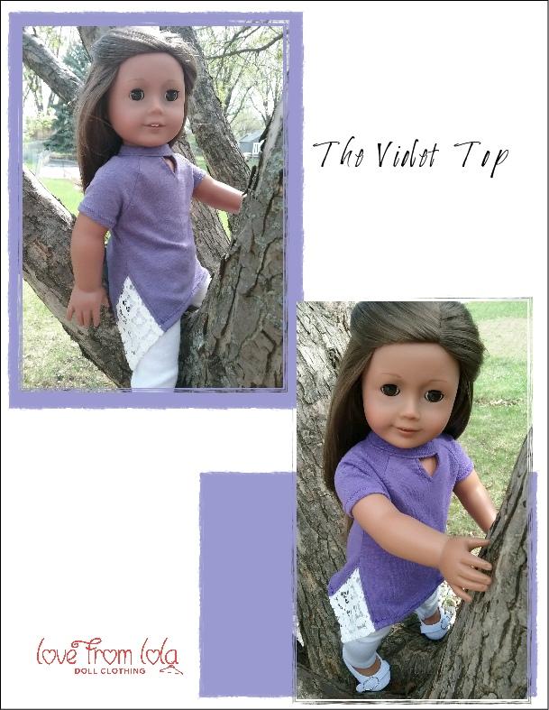 Love From Lola 18 Inch Modern The Violet Top 18" Doll Clothes Pattern Pixie Faire