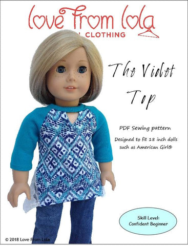 Love From Lola 18 Inch Modern The Violet Top 18" Doll Clothes Pattern Pixie Faire