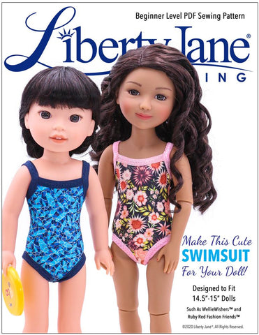 Liberty Jane WellieWishers FREE Swimsuit 14.5"-15" Doll Clothes Pattern Pixie Faire