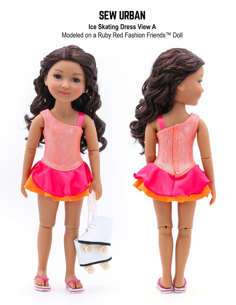Sew Urban WellieWishers Ice Skating Dress 14.5" -15" Doll Clothes Pattern Pixie Faire