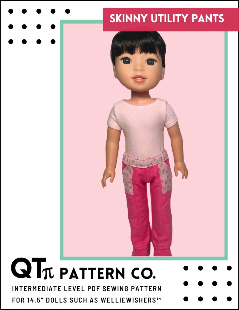 QTπ Pattern Co WellieWishers Skinny Utility Pants 14.5" Doll Clothes Pattern Pixie Faire