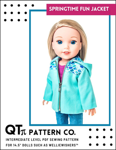QTπ Pattern Co WellieWishers Springtime Fun Jacket 14.5" Doll Clothes Pattern Pixie Faire