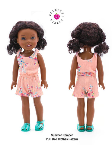 123 Mulberry Street WellieWishers Summer Romper 14.5"-15" Doll Clothes Pattern Pixie Faire