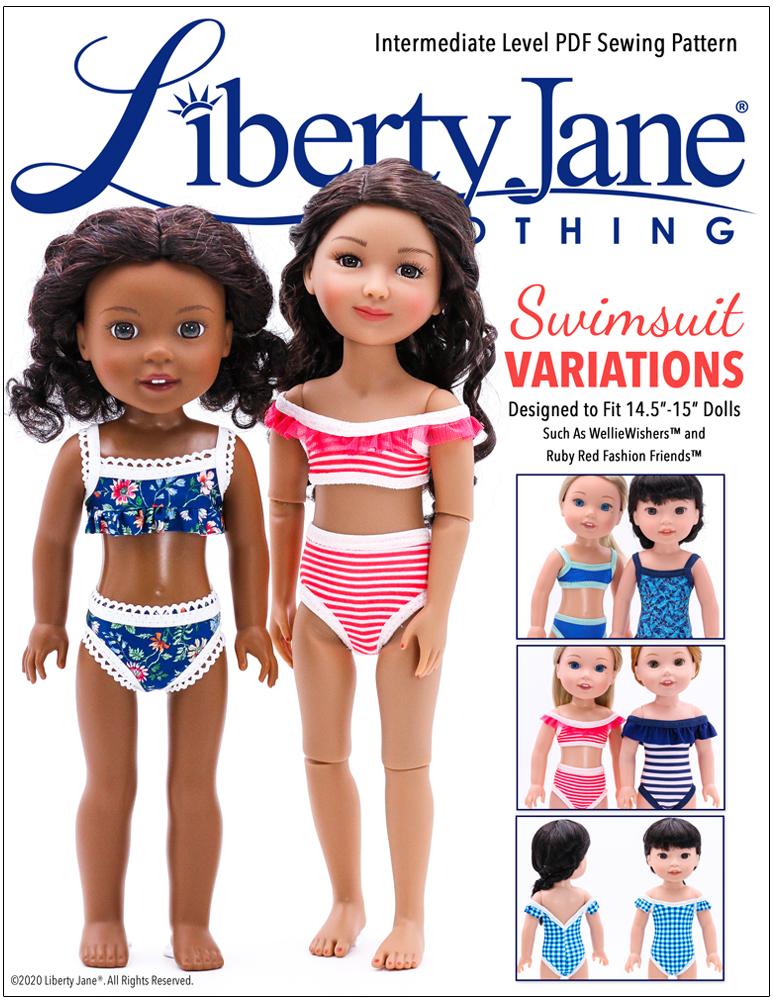 Liberty Jane WellieWishers Swimsuit Variations 14.5" -15" Doll Clothes Pattern Pixie Faire