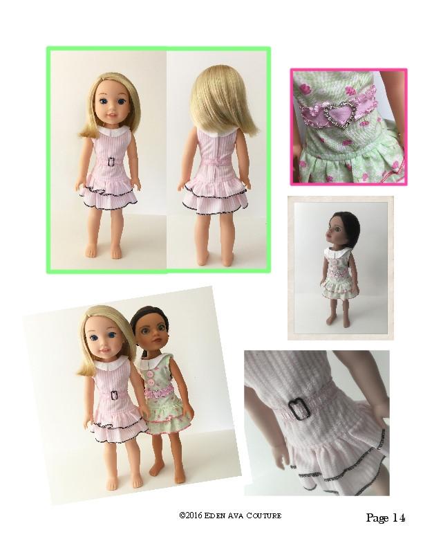 Eden Ava WellieWishers 1930s Ruffled Play Dress 14-14.5" Doll Clothes Pattern Pixie Faire