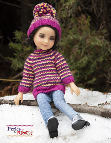 Perles & Rubans Knitting A Night in the Cabin 14-15" Doll Clothes Knitting Pattern Pixie Faire
