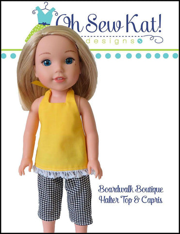 Oh Sew Kat WellieWishers Boardwalk Boutique Halter Top & Capris 14.5" Doll Clothes Pattern Pixie Faire