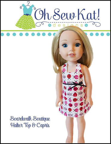 Oh Sew Kat WellieWishers Boardwalk Boutique Halter Top & Capris 14.5" Doll Clothes Pattern Pixie Faire