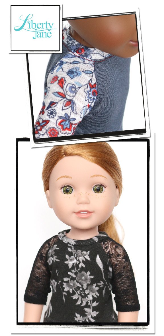 Liberty Jane WellieWishers Baseball T-Shirt 14.5" Doll Clothes Pattern Pixie Faire