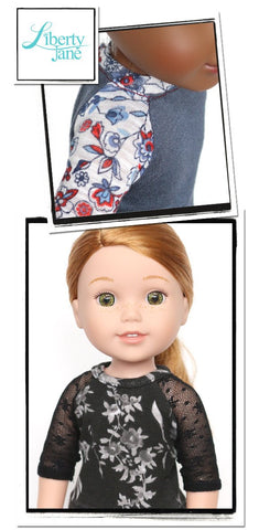 Liberty Jane WellieWishers Baseball T-Shirt 14.5" Doll Clothes Pattern Pixie Faire