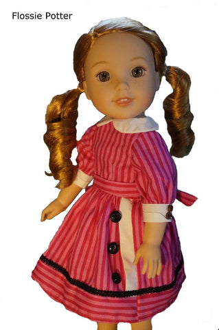 Flossie Potter WellieWishers Joni's Uptown Dress 14.5" Doll Clothes Pattern Pixie Faire