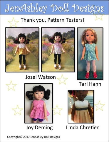 Jen Ashley Doll Designs WellieWishers Breezy Summer Top 14-14.5" Doll Clothes Pattern Pixie Faire
