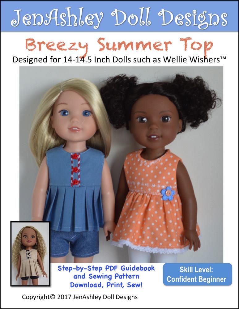 Jen Ashley Doll Designs WellieWishers Breezy Summer Top 14-14.5" Doll Clothes Pattern Pixie Faire