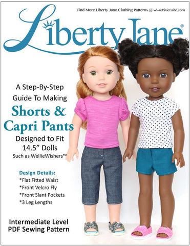 Liberty Jane WellieWishers Shorts and Capri Pants 14.5 Inch Doll Clothes Pattern Pixie Faire