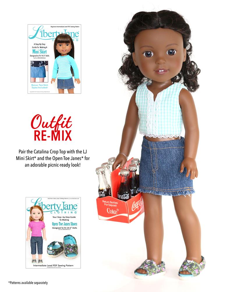 Liberty Jane WellieWishers Catalina Dress and Top 14 - 14.5 inch Doll Clothes Pattern Pixie Faire