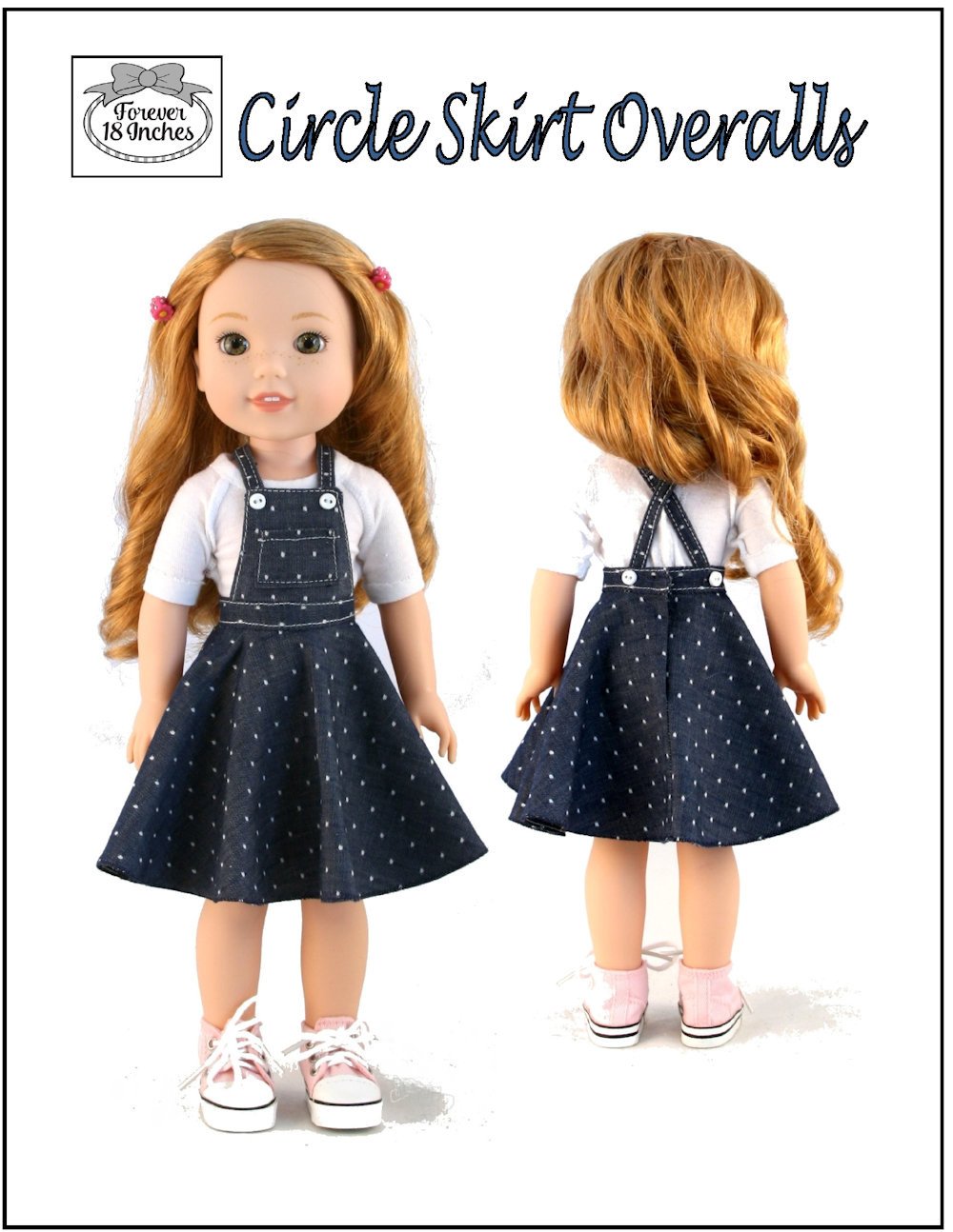 Forever 18 Inches WellieWishers Circle Skirt Overalls 14-14.5" Doll Clothes Pattern Pixie Faire