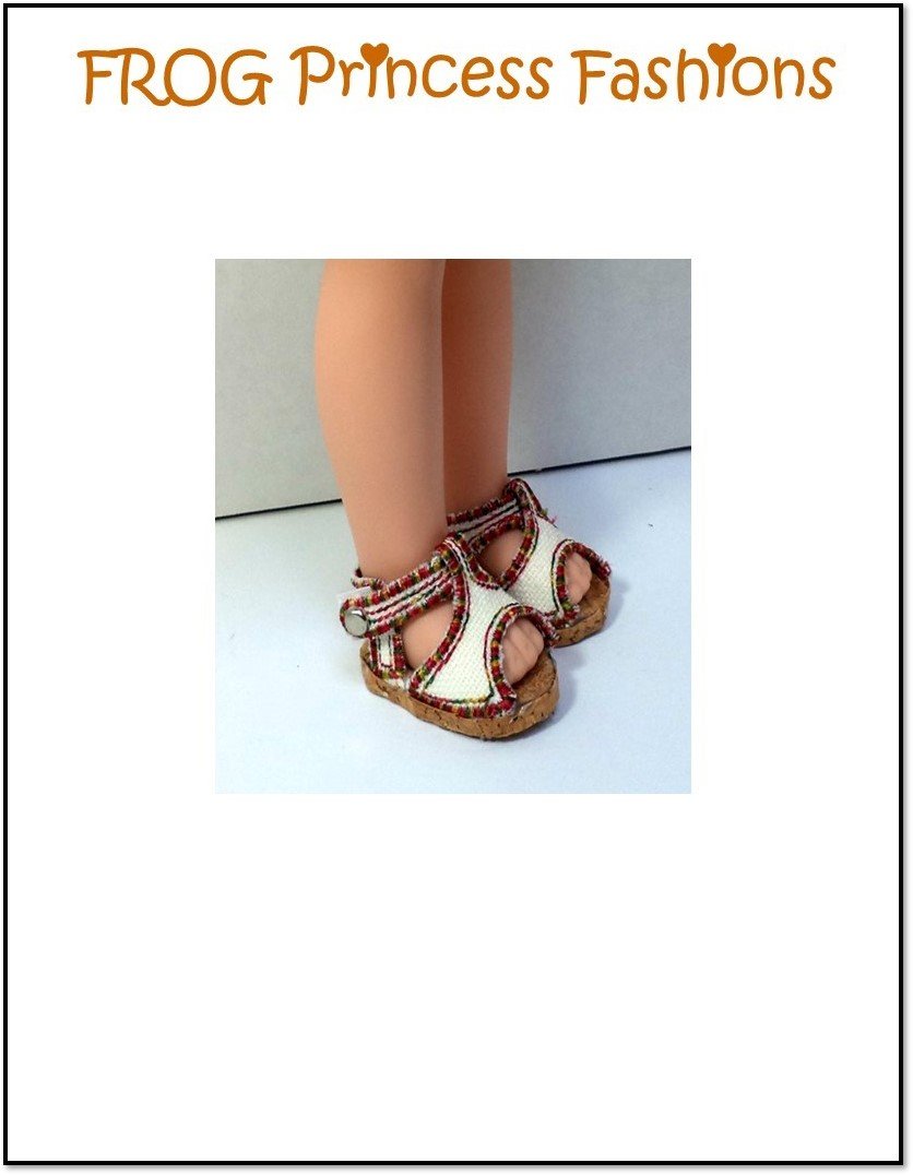 Frog Princess Fashions Machine Embroidery Design Cool Breeze Sandals Machine Embroidery Design For 14-14.5" Dolls Pixie Faire