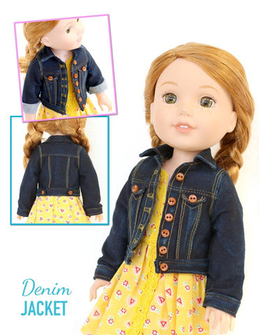 Liberty Jane WellieWishers Denim Jacket 14.5" Doll Clothes Pattern Pixie Faire