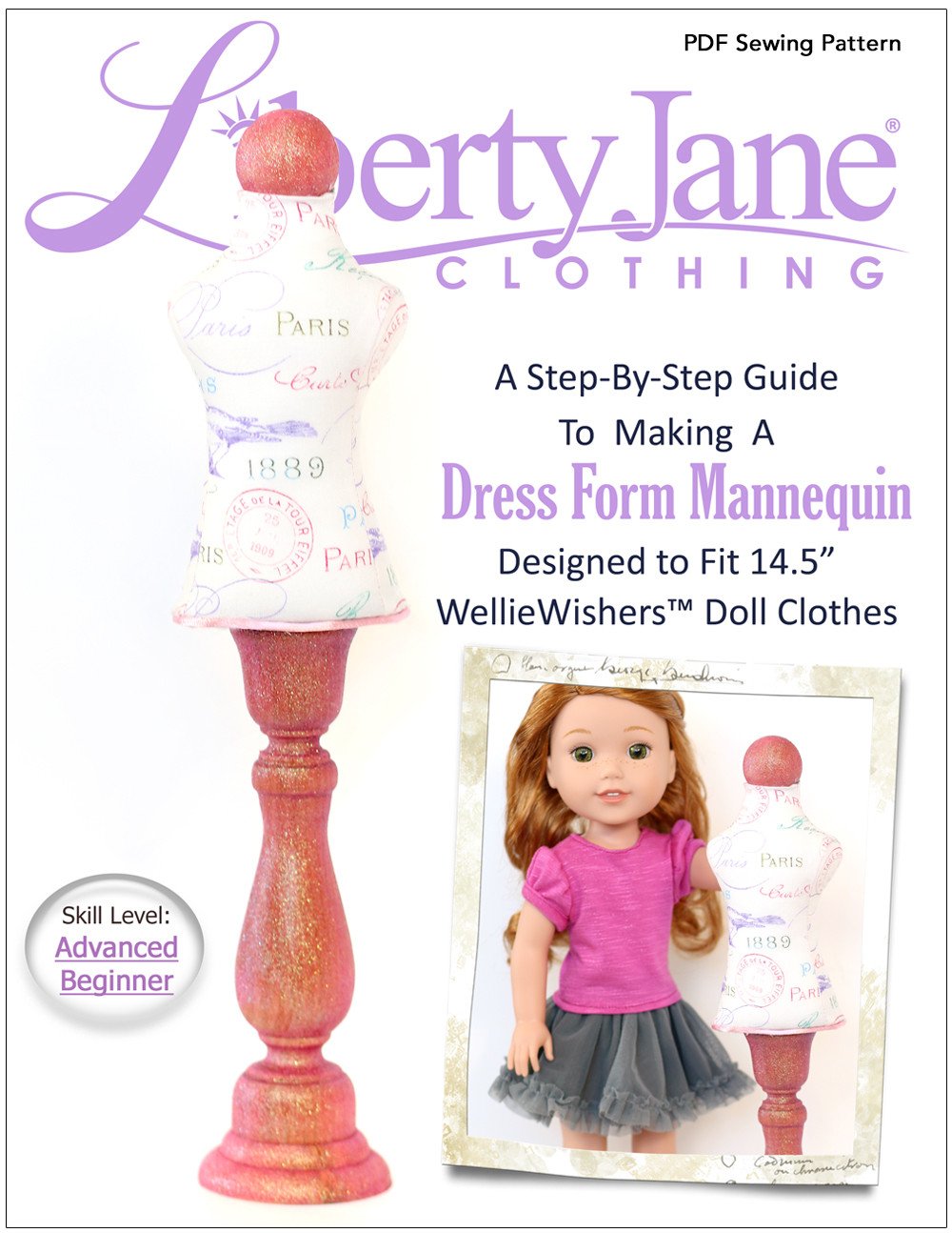 Liberty Jane Dress Form Doll Accessory Pattern For WellieWishers Dolls