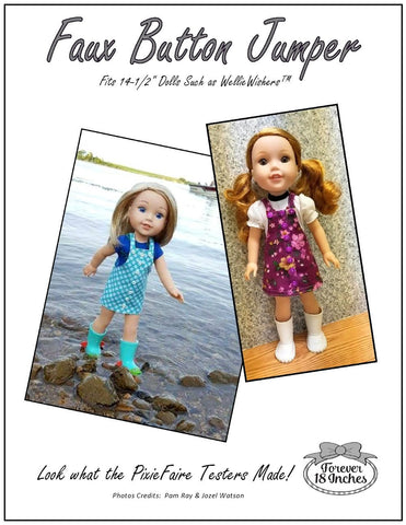 Forever 18 Inches WellieWishers Faux Button Jumper 13-14.5" Doll Clothes Pattern Pixie Faire