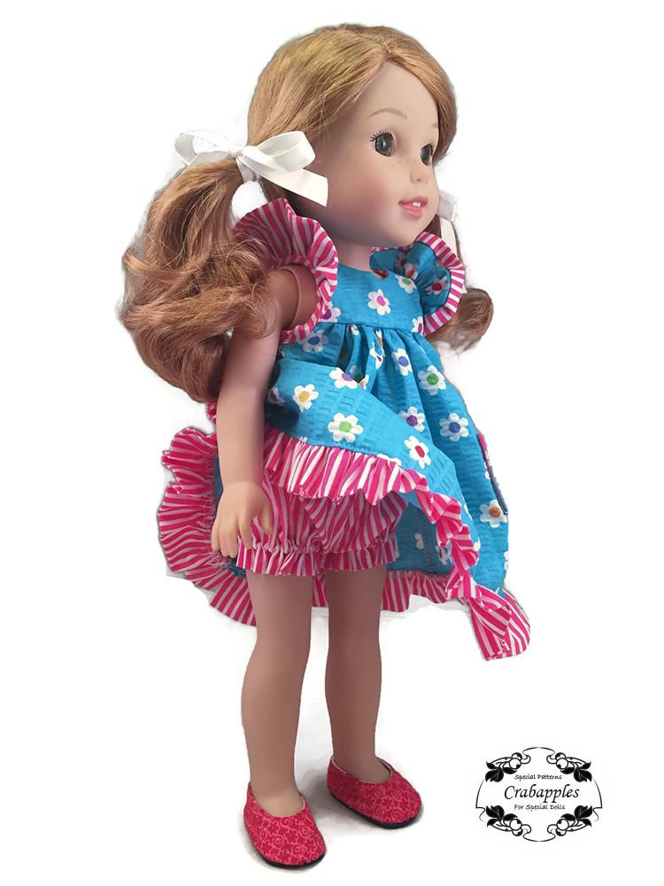 Crabapples WellieWishers Flutter Sleeve Dress 14.5 Inch Doll Clothes Pattern Pixie Faire