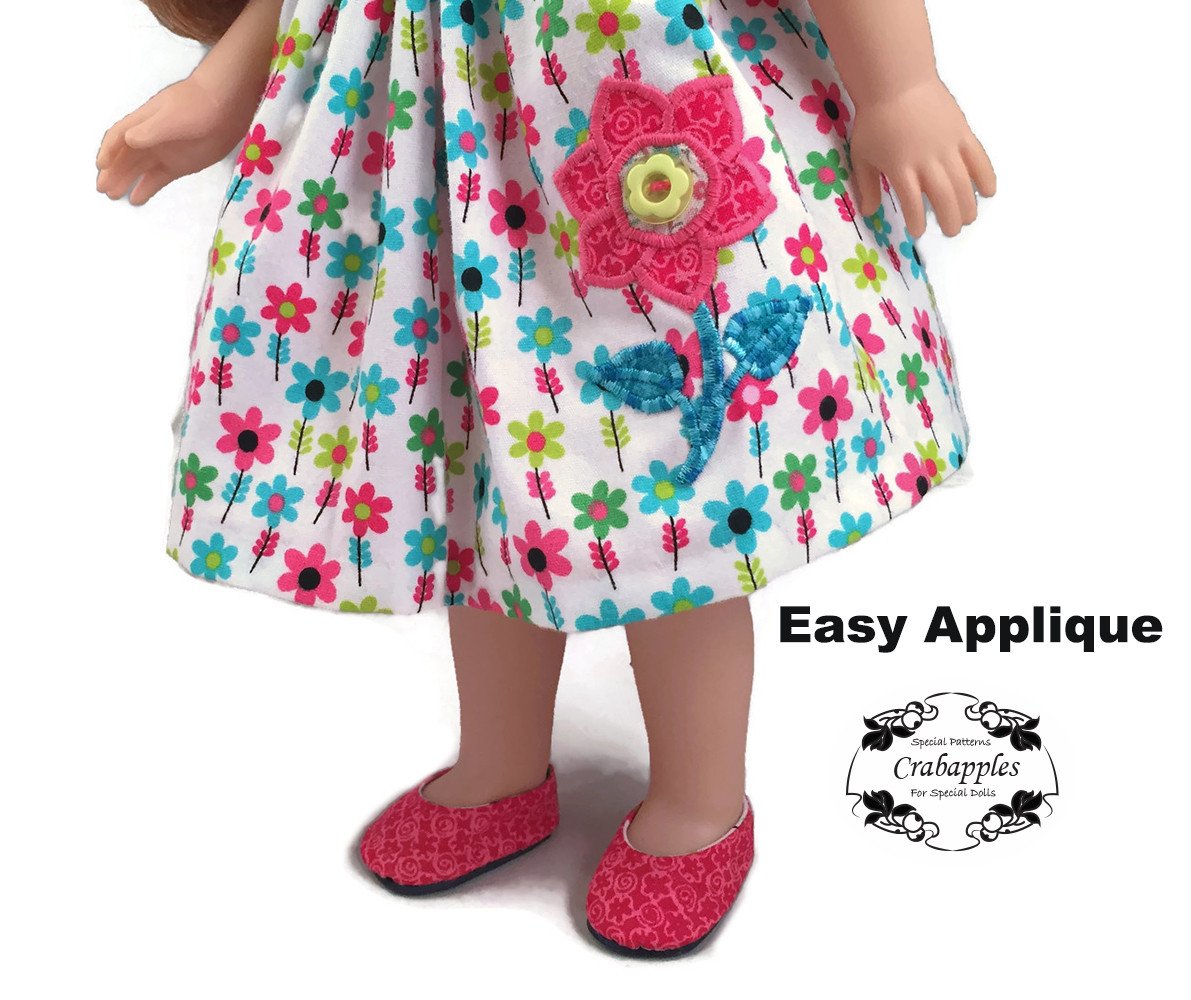 Crabapples WellieWishers Flutter Sleeve Dress 14.5 Inch Doll Clothes Pattern Pixie Faire