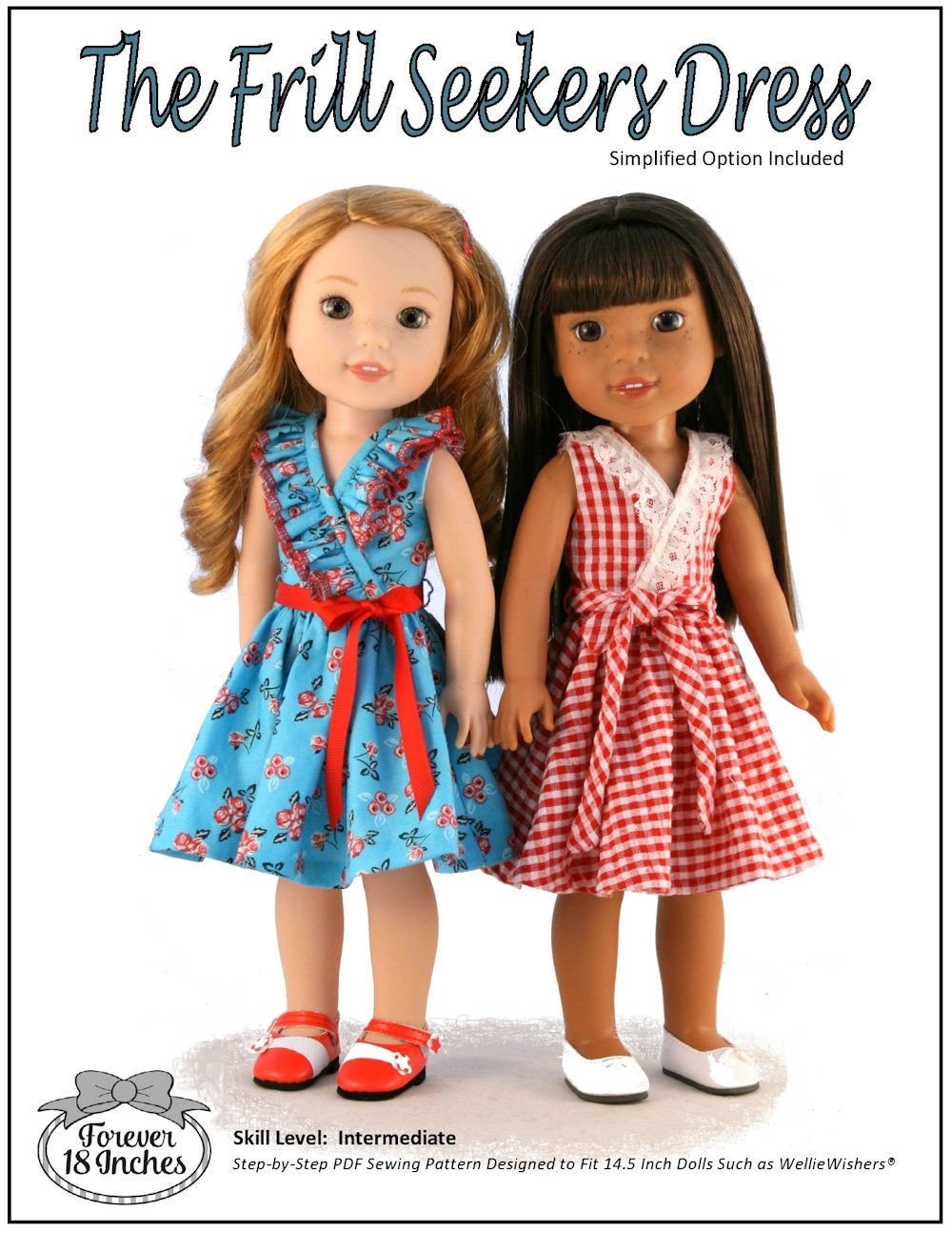 Forever 18 Inches WellieWishers Frill Seekers Dress 14.5" Doll Clothes Pattern Pixie Faire