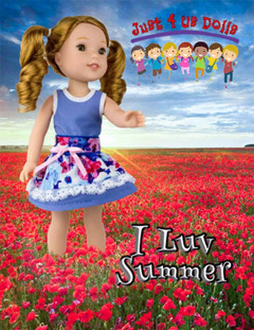 Just 4 Us Dolls WellieWishers I Luv Summer 14.5" Doll Clothes Pattern Pixie Faire
