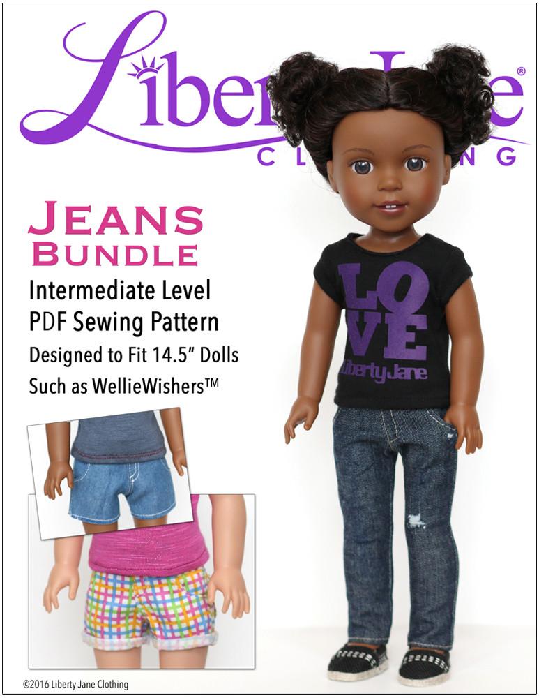 Liberty Jane WellieWishers Jeans Bundle 14.5 Inch Doll Clothes Pattern Pixie Faire