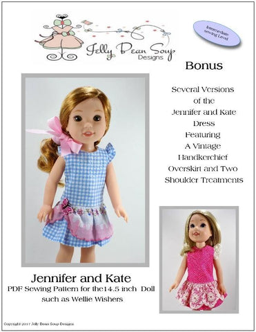 Jelly Bean Soup Designs WellieWishers Jennifer and Kate 14.5" Doll Clothes Pattern Pixie Faire