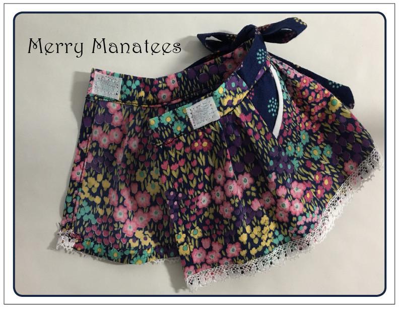 Merry Manatees WellieWishers Life's a Beach Skirt 14.5" Doll Clothes Pattern Pixie Faire