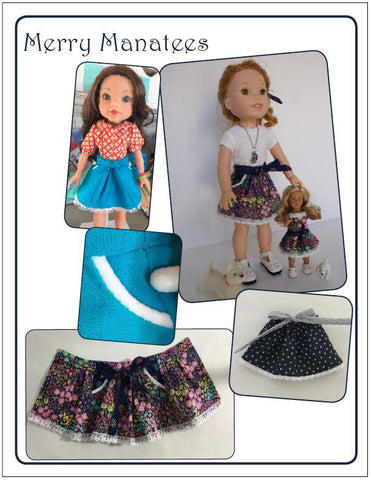Merry Manatees WellieWishers Life's a Beach Skirt 14.5" Doll Clothes Pattern Pixie Faire