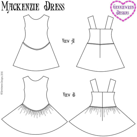 Genniewren WellieWishers Mackenzie Dress 14.5" Doll Clothes Pattern Pixie Faire