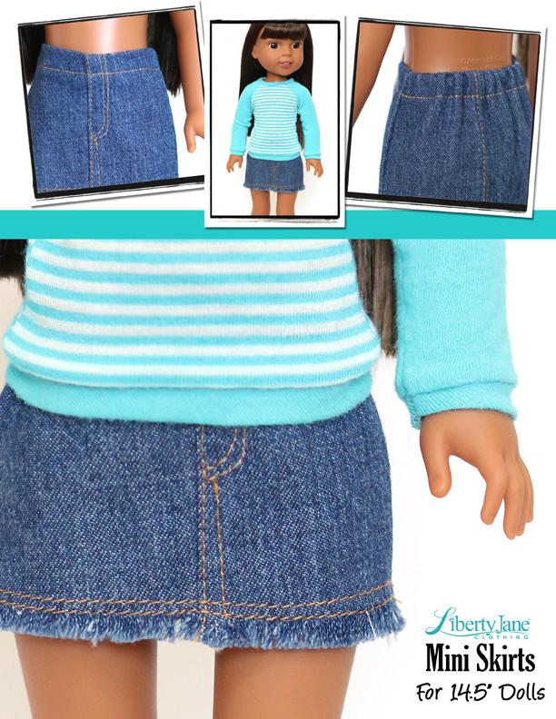 Liberty Jane WellieWishers Mini Skirt 14.5 - 15 Inch Doll Clothes Pattern Pixie Faire