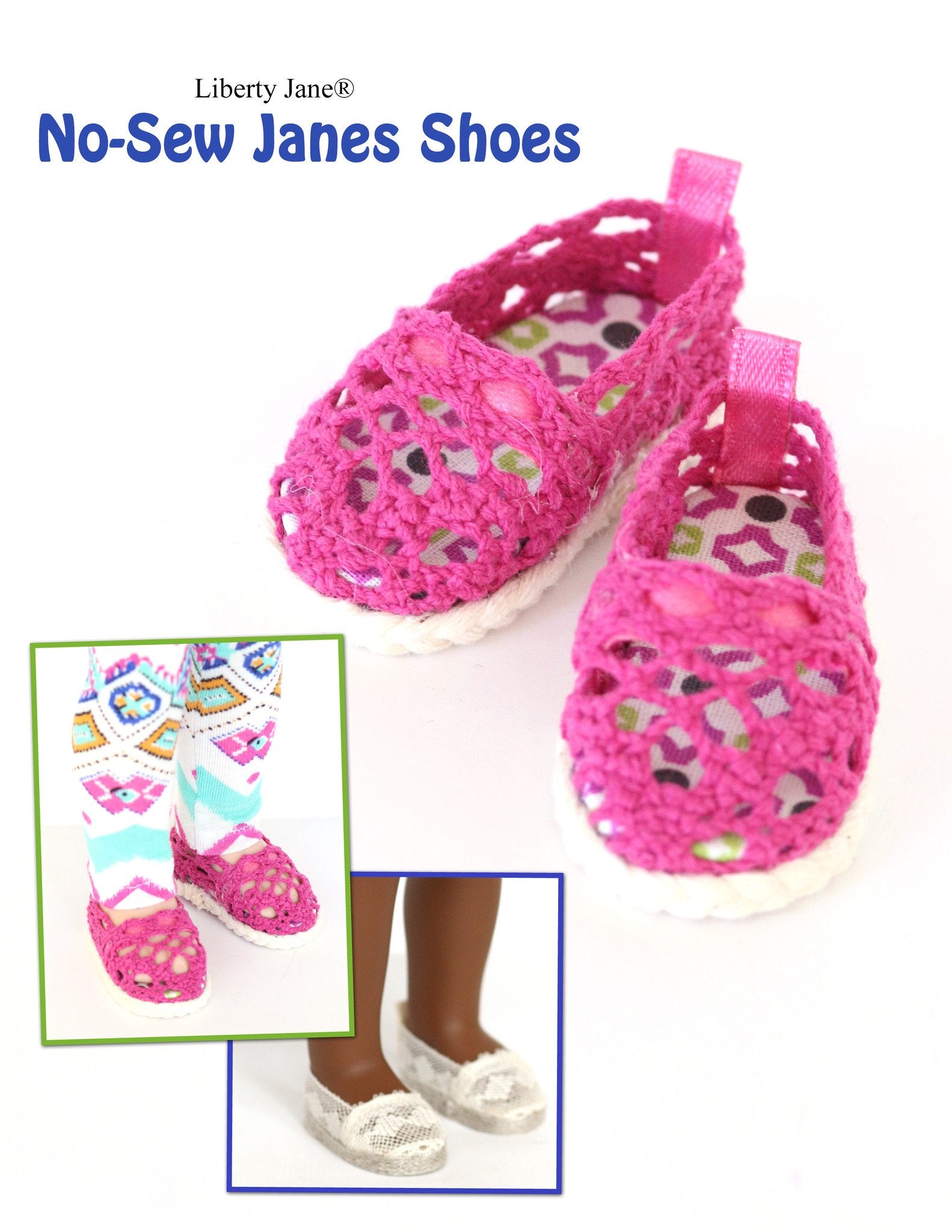 Liberty Jane WellieWishers No Sew Janes Shoes 14.5 Inch Doll Shoe Pattern Pixie Faire