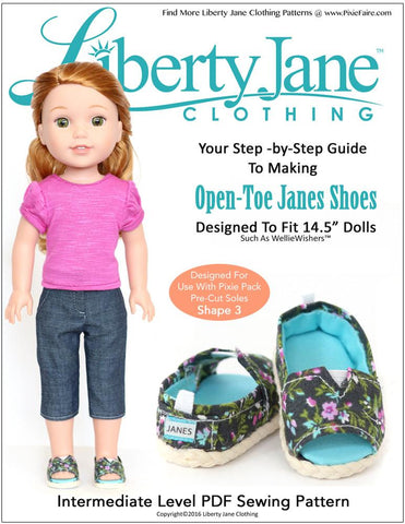 Liberty Jane WellieWishers Open-Toe JANES 14.5 Inch Doll Shoe Pattern Pixie Faire