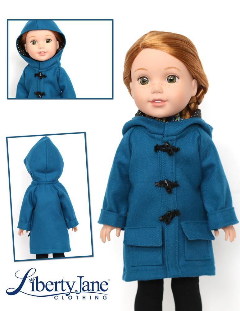 Liberty Jane WellieWishers Oxford Square Coat 14 - 14.5 Inch Doll Clothes Pattern Pixie Faire