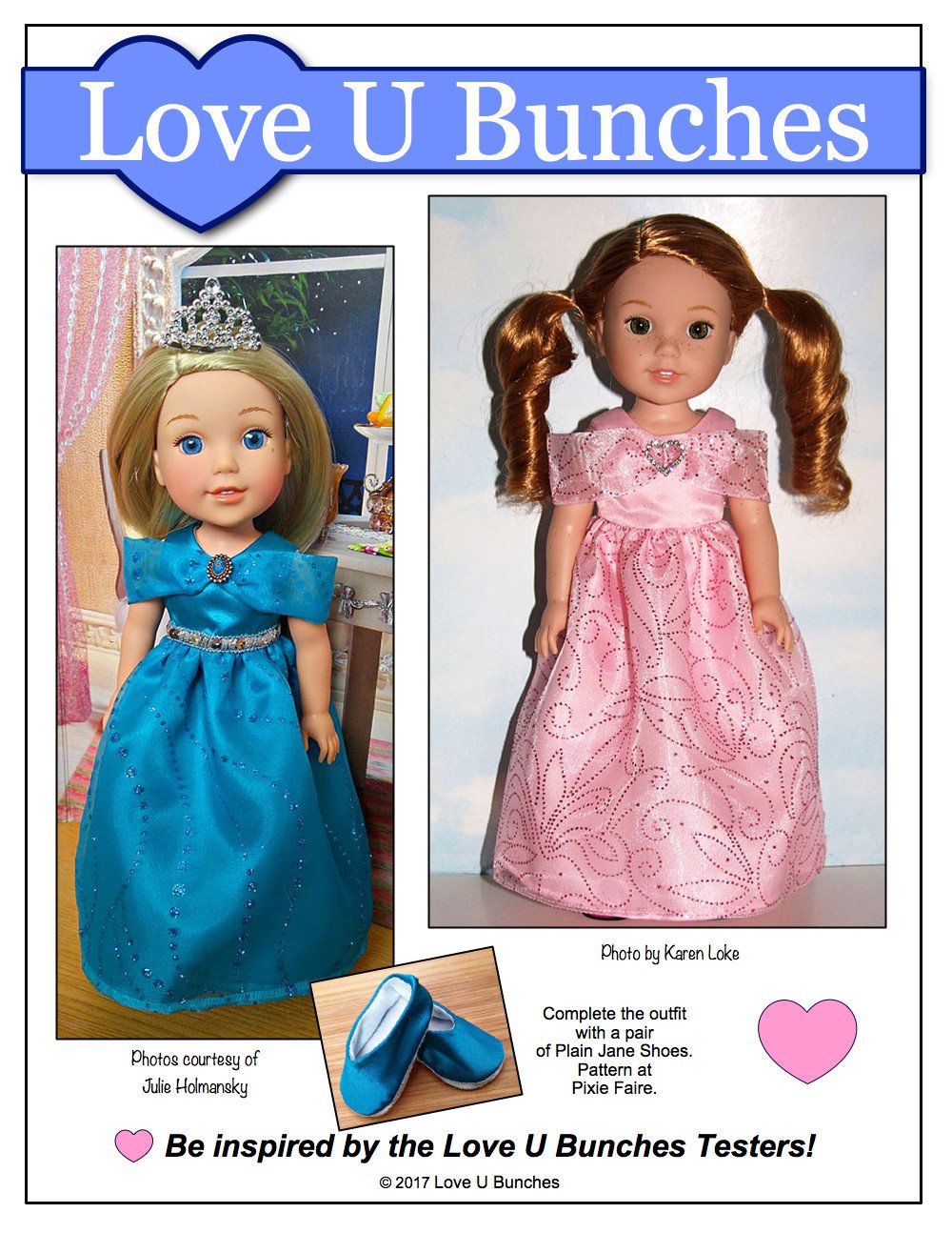 Love U Bunches WellieWishers Princess Anya 14.5" Doll Clothes Pattern Pixie Faire